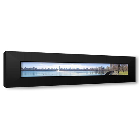 Panoramic view of Lower Manhattan skyline from Central park, New York Black Modern Wood Framed Art Print with Double Matting by Frank, Assaf