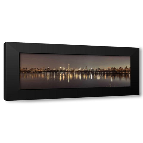 View of New York city skyline from Central park in evening Black Modern Wood Framed Art Print with Double Matting by Frank, Assaf