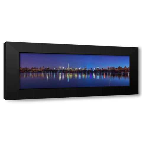 View of New York city skyline from Central park in evening Black Modern Wood Framed Art Print with Double Matting by Frank, Assaf