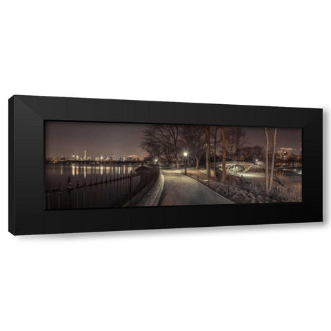 Central park in evening, New York Black Modern Wood Framed Art Print with Double Matting by Frank, Assaf