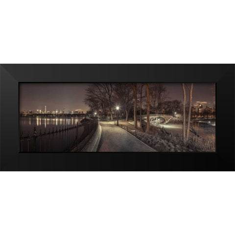 Central park in evening, New York Black Modern Wood Framed Art Print by Frank, Assaf
