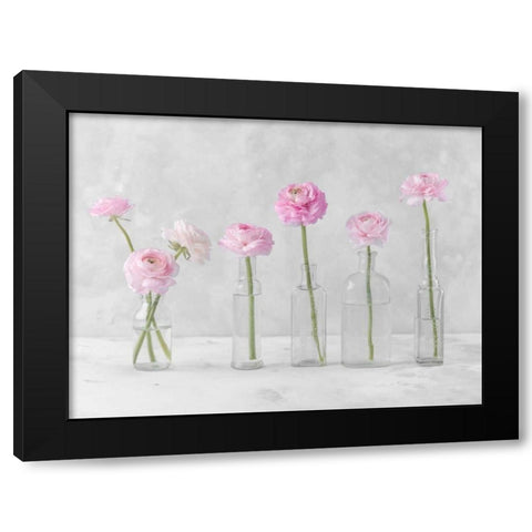 Tulips and Daffodils in glass bottles Black Modern Wood Framed Art Print by Frank, Assaf