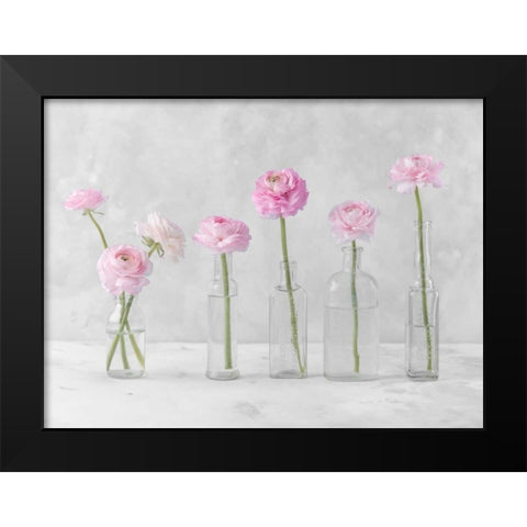 Tulips and Daffodils in glass bottles Black Modern Wood Framed Art Print by Frank, Assaf