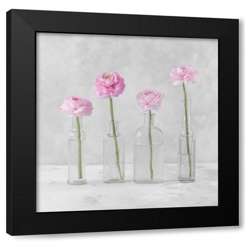 Tulips in glass bottles Black Modern Wood Framed Art Print with Double Matting by Frank, Assaf