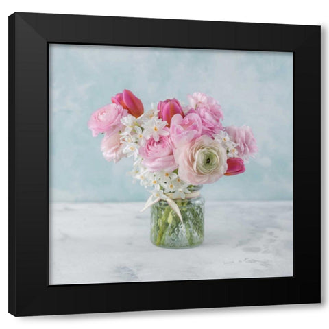 Bunch of mixed flowers in glass bottle Black Modern Wood Framed Art Print by Frank, Assaf