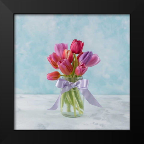 Ranuncuclus flowers in a vase Black Modern Wood Framed Art Print by Frank, Assaf