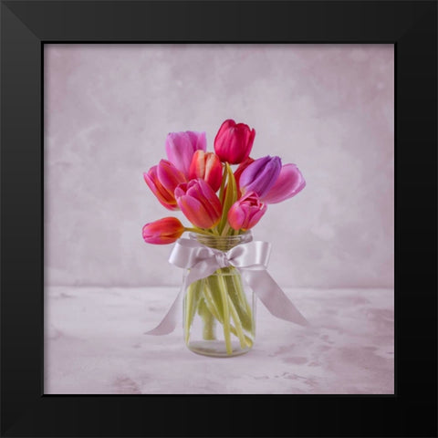 Ranuncuclus flowers in a vase Black Modern Wood Framed Art Print by Frank, Assaf