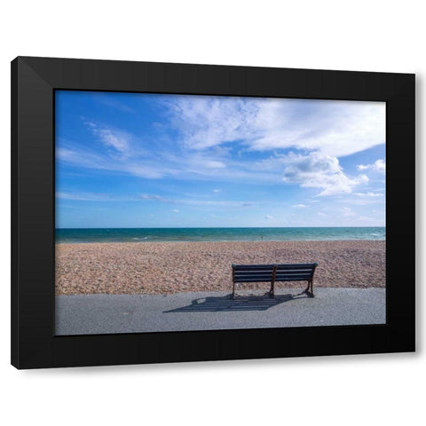 Bench at seaside promenade Black Modern Wood Framed Art Print with Double Matting by Frank, Assaf
