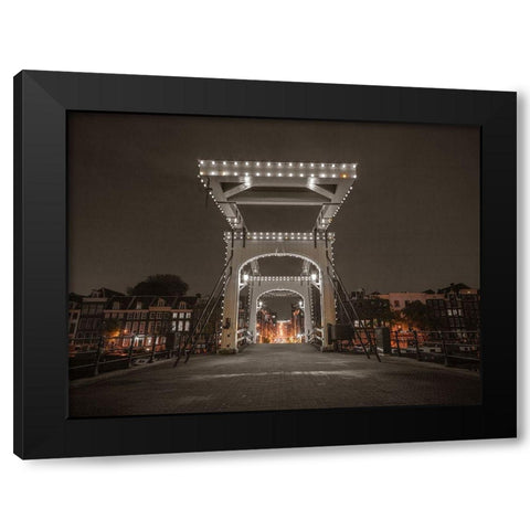 Drawbridge over canal-Amsterdam Black Modern Wood Framed Art Print by Frank, Assaf