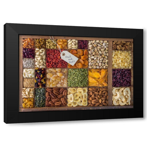 Assorted dry fruits in a wooden box Black Modern Wood Framed Art Print with Double Matting by Frank, Assaf