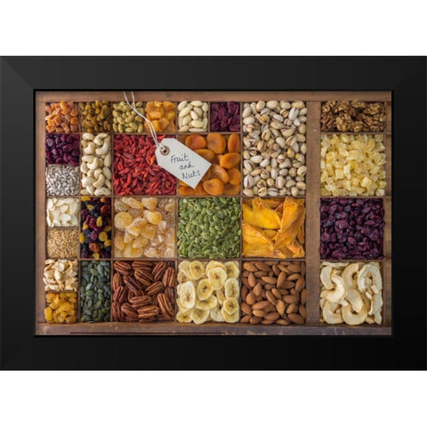 Assorted dry fruits in a wooden box Black Modern Wood Framed Art Print by Frank, Assaf
