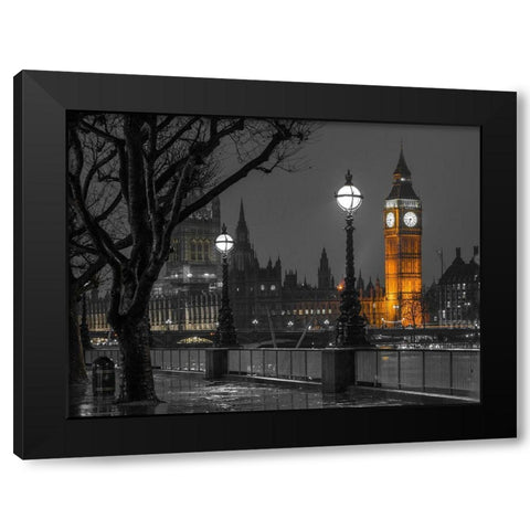 London cityscape in evening Black Modern Wood Framed Art Print with Double Matting by Frank, Assaf