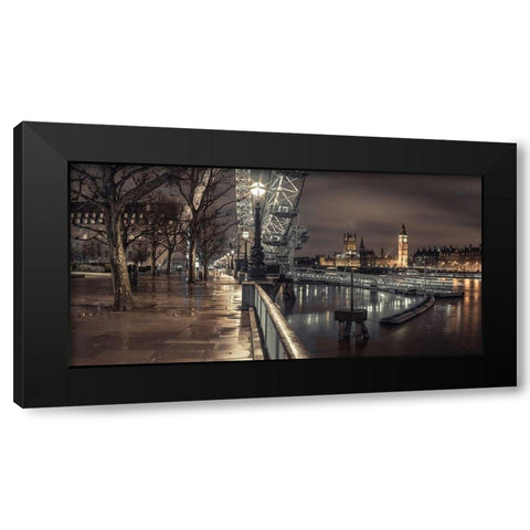 London cityscape in evening Black Modern Wood Framed Art Print with Double Matting by Frank, Assaf