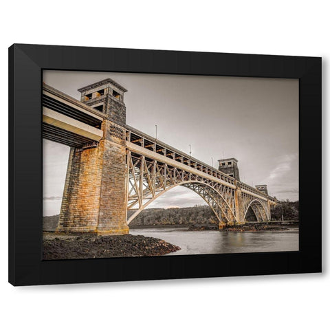 Britania bridge in Conwy-North Wales Black Modern Wood Framed Art Print with Double Matting by Frank, Assaf