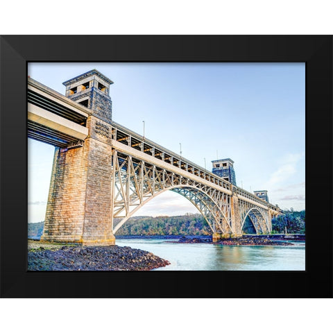Britania bridge in Conwy, North Wales Black Modern Wood Framed Art Print by Frank, Assaf