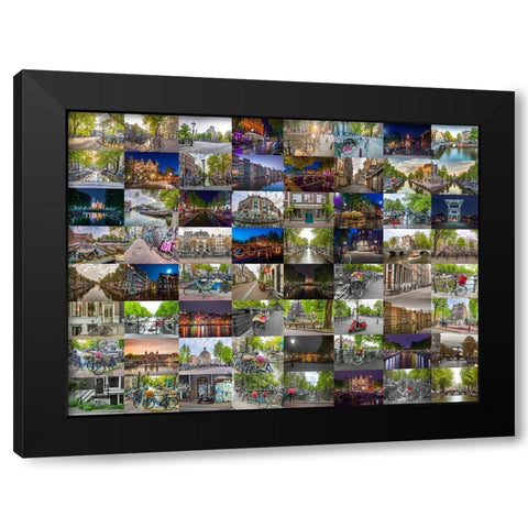 Collage of Amsterdam Black Modern Wood Framed Art Print with Double Matting by Frank, Assaf