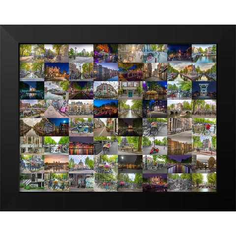 Collage of Amsterdam Black Modern Wood Framed Art Print by Frank, Assaf