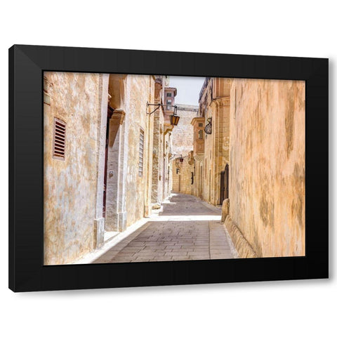 Narrow street of Mdina city-Malta Black Modern Wood Framed Art Print by Frank, Assaf