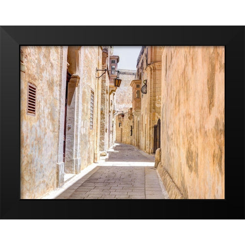 Narrow street of Mdina city-Malta Black Modern Wood Framed Art Print by Frank, Assaf
