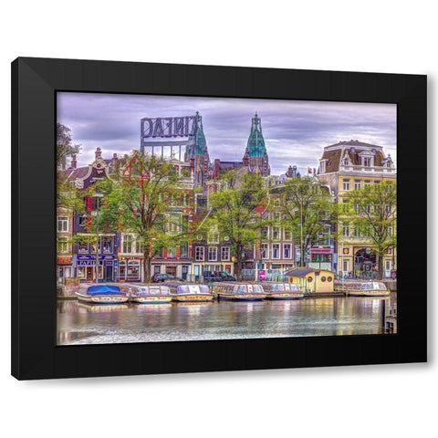 Amsterdam waterfront Black Modern Wood Framed Art Print with Double Matting by Frank, Assaf