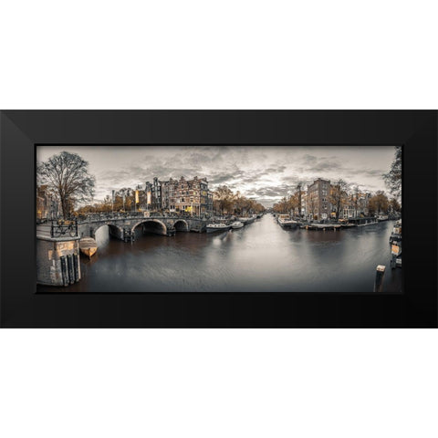 Amsterdam in evening Black Modern Wood Framed Art Print by Frank, Assaf