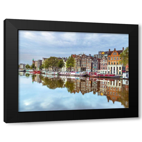 Amsterdam-reflections Black Modern Wood Framed Art Print with Double Matting by Frank, Assaf