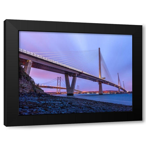 Queensferry Crossing in the evening, Scotland Black Modern Wood Framed Art Print with Double Matting by Frank, Assaf