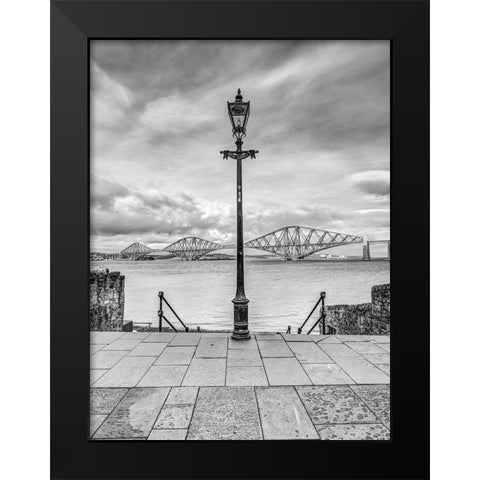 Forth Rail Bridge and lamp post, Scotland, FTBR-1812 Black Modern Wood Framed Art Print by Frank, Assaf