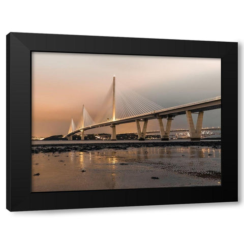 Queensferry Crossing in the evening, Scotland, FTBR-1924 Black Modern Wood Framed Art Print by Frank, Assaf