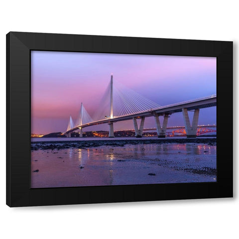Queensferry Crossing in the evening, Scotland, FTBR-1813 Black Modern Wood Framed Art Print by Frank, Assaf