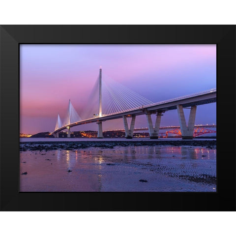 Queensferry Crossing in the evening, Scotland, FTBR-1813 Black Modern Wood Framed Art Print by Frank, Assaf