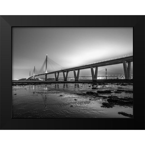 Queensferry Crossing at night, Scotland Black Modern Wood Framed Art Print by Frank, Assaf