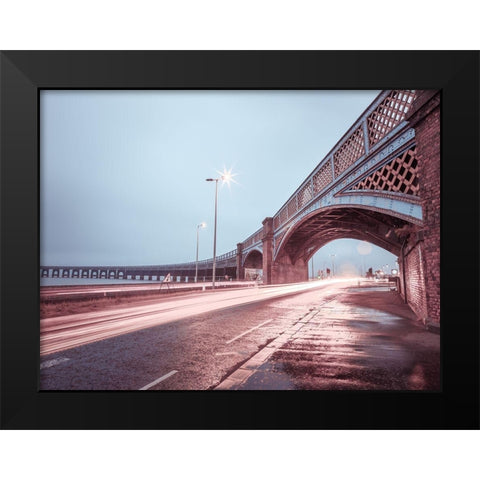 Strip Lights on road of Dundee, Scotland,FTBR 1857 Black Modern Wood Framed Art Print by Frank, Assaf