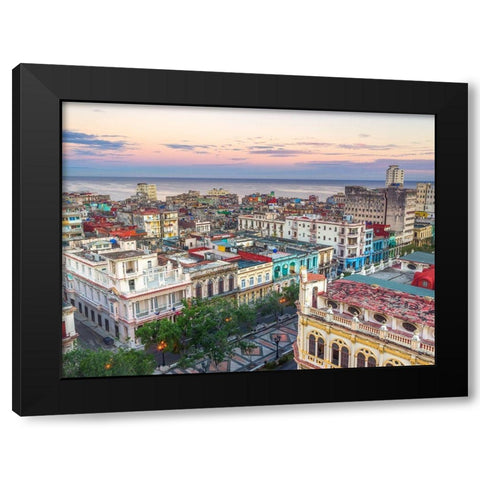 Havana from above Black Modern Wood Framed Art Print with Double Matting by Frank, Assaf