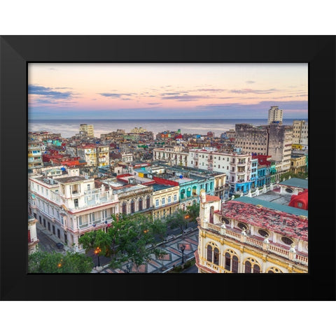 Havana from above Black Modern Wood Framed Art Print by Frank, Assaf