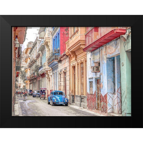 Vintage car on street of Havana, Cuba Black Modern Wood Framed Art Print by Frank, Assaf