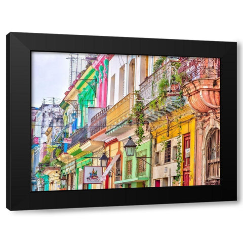 Colorful houses in Havana Black Modern Wood Framed Art Print with Double Matting by Frank, Assaf