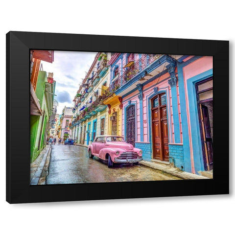 Vintage car on street of Havana, Cuba Black Modern Wood Framed Art Print by Frank, Assaf