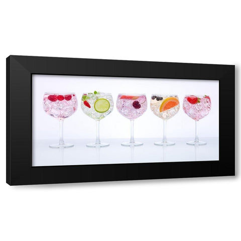 Different type of Gin glasses in a row Black Modern Wood Framed Art Print with Double Matting by Frank, Assaf