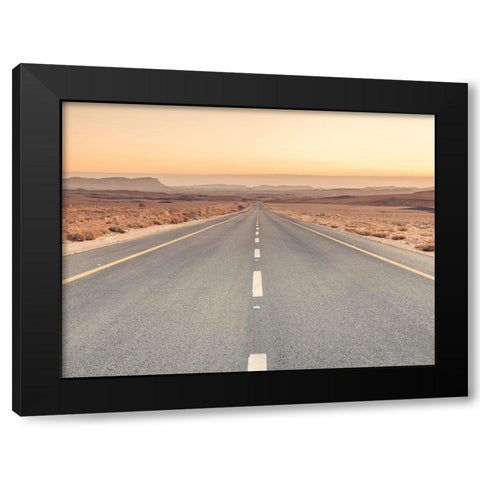 Desert road in Israel Black Modern Wood Framed Art Print with Double Matting by Frank, Assaf