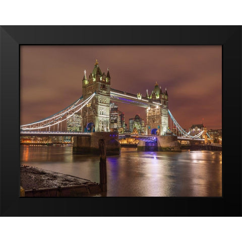 Tower bridge at night-London Black Modern Wood Framed Art Print by Frank, Assaf