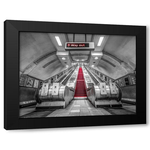 Escalators-London Underground Black Modern Wood Framed Art Print with Double Matting by Frank, Assaf