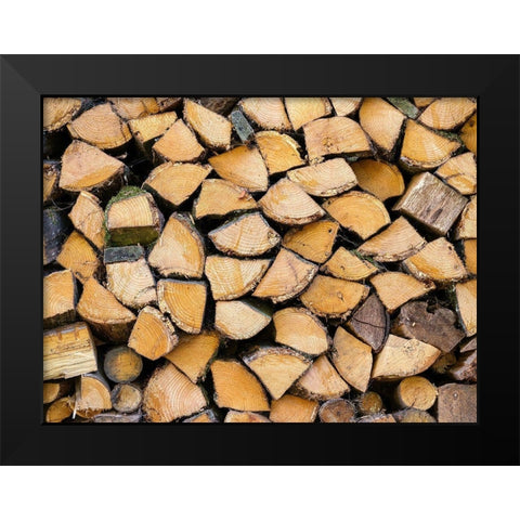 Wood logs Black Modern Wood Framed Art Print by Frank, Assaf