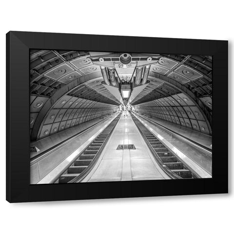 Escalator at subway station Black Modern Wood Framed Art Print with Double Matting by Frank, Assaf