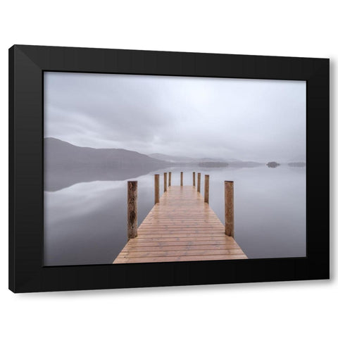 Wooden pier on the lake Black Modern Wood Framed Art Print by Frank, Assaf