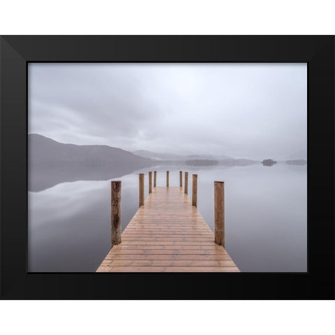 Wooden pier on the lake Black Modern Wood Framed Art Print by Frank, Assaf