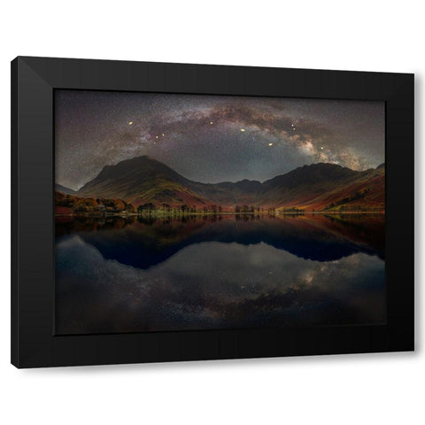 The Milky Way across Buttermere,-District Black Modern Wood Framed Art Print with Double Matting by Frank, Assaf