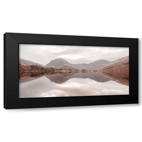 Mountain reflections in lake Black Modern Wood Framed Art Print by Frank, Assaf