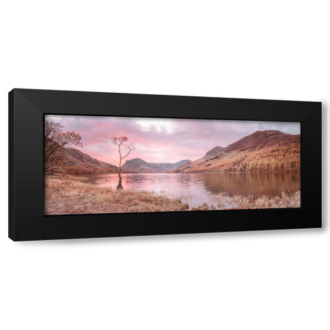 Lake surrounded by mountains Black Modern Wood Framed Art Print with Double Matting by Frank, Assaf