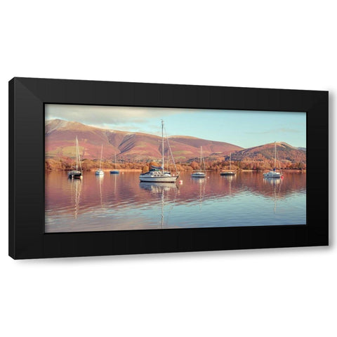 Sail boats in Lake Black Modern Wood Framed Art Print with Double Matting by Frank, Assaf